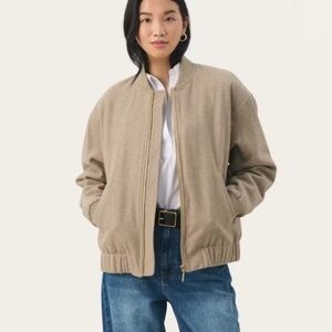 PART TWO Layla Women's Wool Bomber Jacket Tan 42